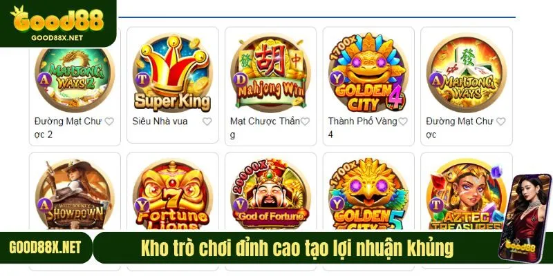 Kho trò chơi đỉnh cao tạo lợi nhuận khủng 